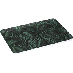 Dienblad/serveerblad rechthoekig Jungle 45 x 30 cm donker groen - Dienbladen