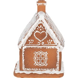 Clayre & Eef Kerstdecoratie met LED-verlichting Huis 18 cm Bruin Polyresin Peperkoekhuisje