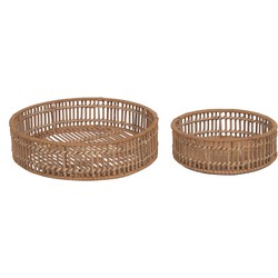 Kave Home - Dienbladen Coleenn set van 2 rond in 100% rotan met natuurlijke finish