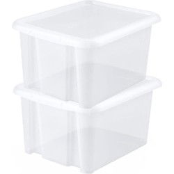 EDA Opbergbox 30L - 2x - wit - stapelbaar - L44 x B36 x H25 cm - Opbergbox