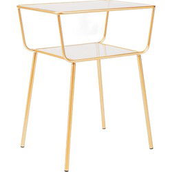 Side Table / Bedside table - Metal & Glass- Gold -50x35x60cm