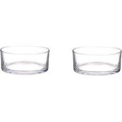 2x Lage glazen schalen transparant glas cilindervormig 8 x 19 cm - Vazen