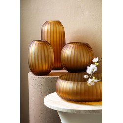 PTMD Schaal Lavanya - 30x30x9 cm - Glas - Bruin