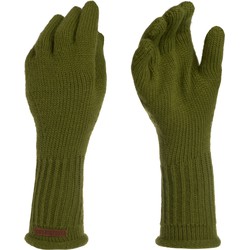 Knit Factory Lana Gebreide Dames Handschoenen - Polswarmers - Mosgroen - One Size