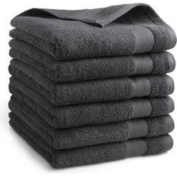 DoubleDry Hotel Handdoeken 50 x 100 cm – Set van 6 – 100% Katoen 500 g/m2 – Zacht & Absorberend - Antraciet