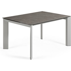 Kave Home - Axis uitschuifbare tafel van porselein met grijs stalen poten 140 (200) cm