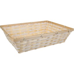 Broodmand rechthoek - bamboe hout - 39 x 29 x 10 cm - mandje rotan/riet - broodmand