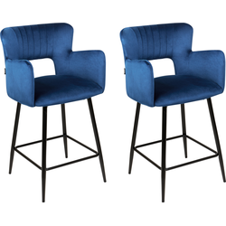 SANILAC - Barkruk set van 2 - Marineblauw - Fluweel
