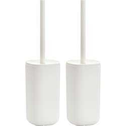 2x Stuks WC/Toiletborstel houder kunststof - wit - D9 x 35 cm - modern - Toiletborstels