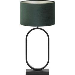 Tafellamp Jamiri/Velours - Zwart/Donkergroen - Ø30x67cm