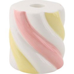 Candle holder - Marshmellow - Dolomite - Yellow/Pink/ White - 8,5x8,5x9cm