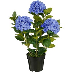 Mica Decorations Kunstbloem Hydrangea - 40x40x65 cm - Polyester - Blauw