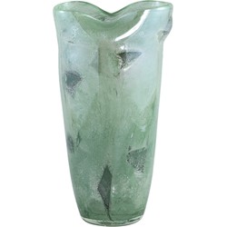 PTMD Six Green glass vase with iron net pcs round L