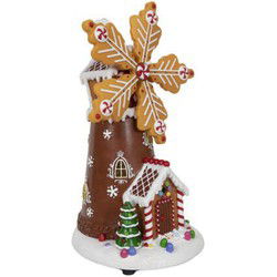 Kerstmolen LED 34 cm gingerbread 3xAA adapter connection