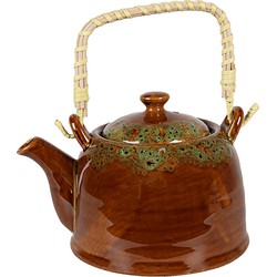 Clayre & Eef Theepot met Filter  750 ml Bruin Groen Keramiek Theekan