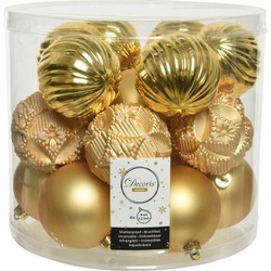 40x stuks luxe kunststof kerstballen goud mix 8 cm - Kerstbal