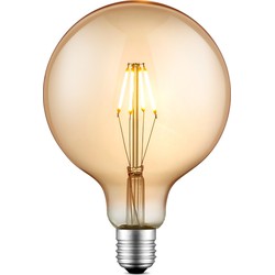 Edison Vintage LED filament lichtbron Carbon - Amber - G125 Global - Retro LED lamp - 12.5/12.5/17cm - geschikt voor E27 fitting - Dimbaar - 4W 400lm 2700K - warm wit licht