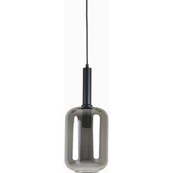 Light&living Hanglamp Ø22x52 cm LEKAR zwart+smoke glas