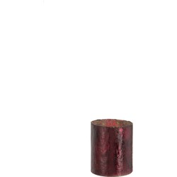 Theelichthouder | Glas | Rood | 7x7x (h)8 Cm