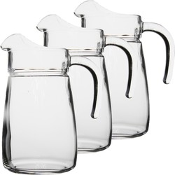 3x stuks glazen schenkkannen/karaffen 2,3 liter - Waterkannen