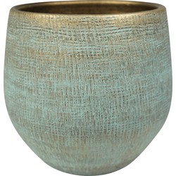Steege Plantenpot - moderne look - shiny blauw - 31 x 28 cm - keramiek - Plantenpotten