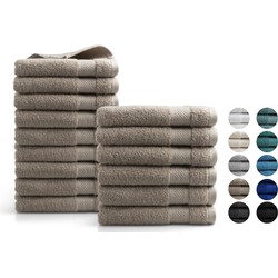 Handdoeken 15 delig combiset - Hotel Collectie - 100% katoen - taupe
