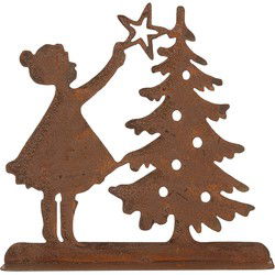 Clayre & Eef Kerstdecoratie Beeld 14x5x14 cm Bruin Metaal