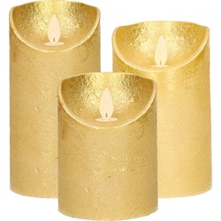Set van 3x stuks Gouden Led kaarsen met bewegende vlam - LED kaarsen