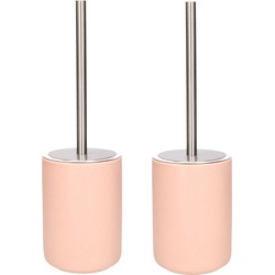 Set van 2x stuks wC-borstel/toiletborstel inclusief houder zalm roze 38 cm van steen - Toiletborstels