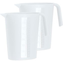 Juypal Schenkkan/waterkan - 2x - wit - 1,75 liter - kunststof - L22 x H20 cm - Schenkkannen