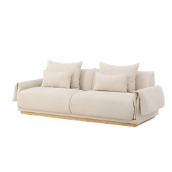 Rikki gestoffeerde 3-zits bank beige - 237 cm