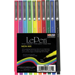 Marvy Uchida Marvy Uchida Le Pen Fineliner Set Neon 0,3mm 10 stuks