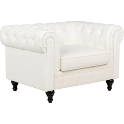 Beliani CHESTERFIELD - Fauteuil-Wit-Polyester