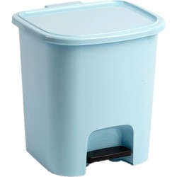 Kunststof afvalemmers/vuilnisemmers lichtblauw 7.5 liter met pedaal - Pedaalemmers