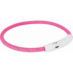 TRIXIE HALSBAND HOND FLASH LICHTHALSBAND USB TPU / NYLON ROZE 35X0,7 CM