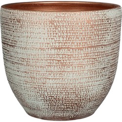 Mica Decorations Plantenpot - terracotta - koper met wit - 35x32cm - Plantenpotten