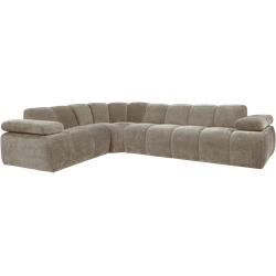 WOOOD Mojo Hoekbank Links - Ribstof - Donker Zand - 74x310x230