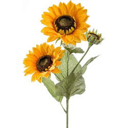 Kunstbloem Zonnebloem tak - 62 cm - geel - kunst zijdebloem - Kunstbloemen
