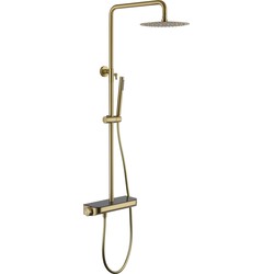Luzzo® Varese Brushed Brass Regendouche Thermostaat met Planchet