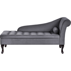 PESSAC - Chaise longue - Donkergrijs - Rechterzijde - Fluweel