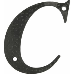 AMIG Huisnummer/letter C - massief gesmeed staal - 10cm - incl. bijpassende schroeven - zwart - Huisnummers