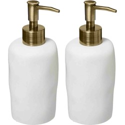 2x Stuks Zeeppompjes/zeepdispensers van kunststeen - wit - 300 ml - Zeeppompjes