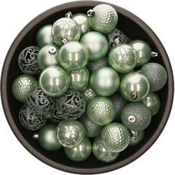 Bellatio Decorations kerstballen - 37x -mintgroen - 6 cm -kunststof - Kerstbal