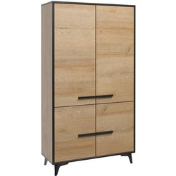 Meubella Opbergkast Frey - Licht eiken - Zwart - 91 cm