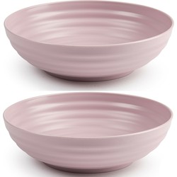 Set van 4x Kommetjes/schaaltjes - Dessert/ontbijt - Kunststof - D19 cm - Oudroze - Kommetjes