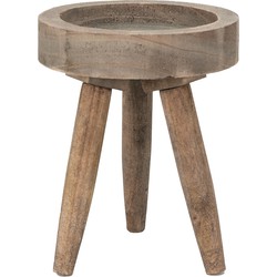 Clayre & Eef Plantentafeltje  Ø 16x20 cm Bruin Hout Rond Plantenstandaard