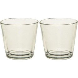 2x Waxinelichthouders/theelichthouders transparant 7 cm - Waxinelichtjeshouders