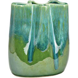 Vaas van porselein groen (B/H/D) 15x18x10cm
