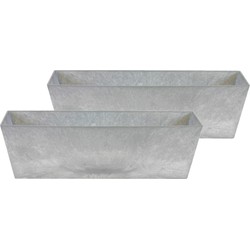 Ter Steege Plantenbak - 2x - gerecycled kunststof - grijs - 55 x 17 cm - Plantenbakken