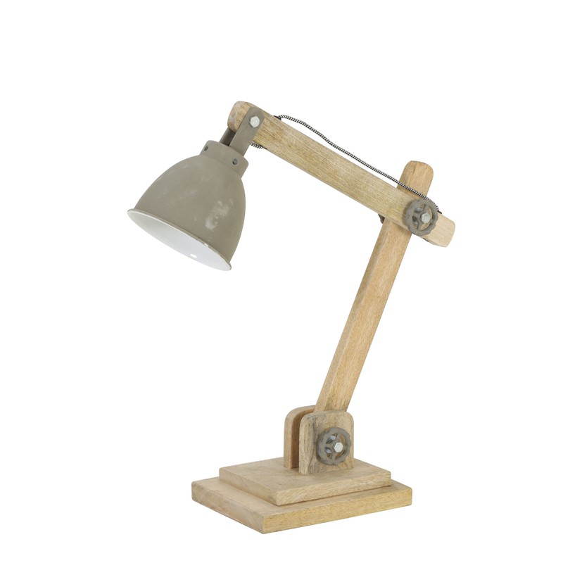 Bureaulamp ELMER - hout naturel + cement - 